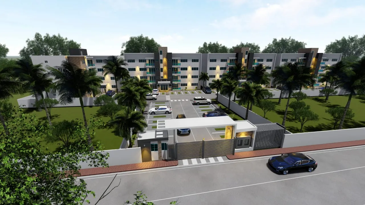 Acceso principal de un residencial de Constructora de las Américas