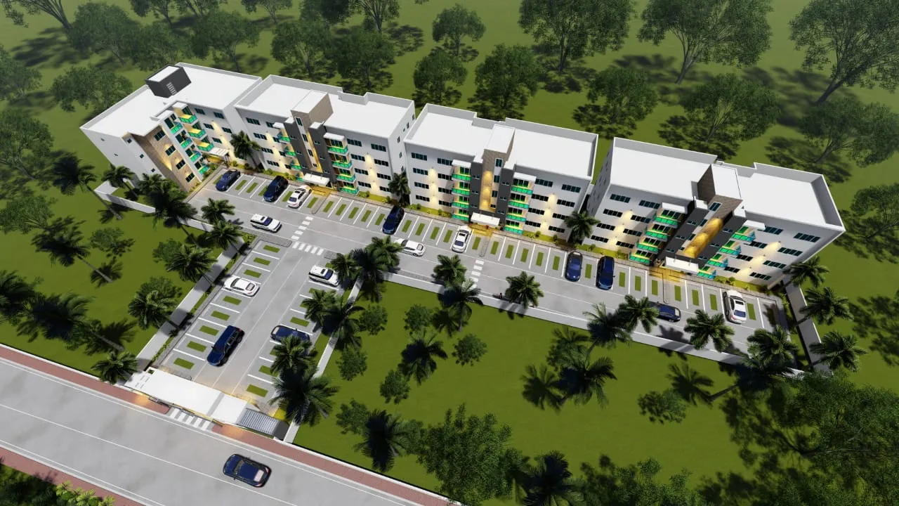 Vista aérea de un residencial terminado