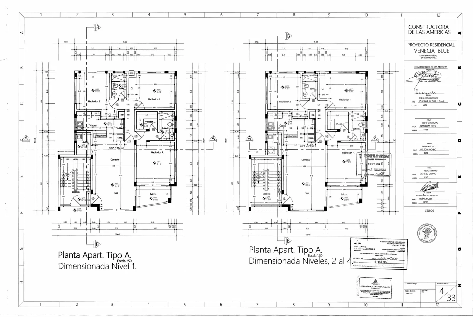 Apartamento tipo A: plantas dimensionadas
